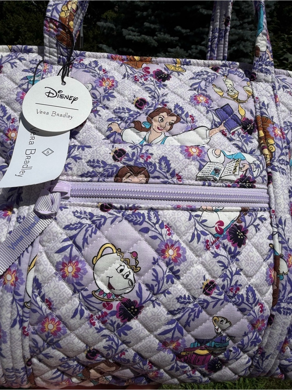 Disney Vera Bradley Belle Floral Small Vera Tote Beauty & the Beast NWT - Picture 2 of 11